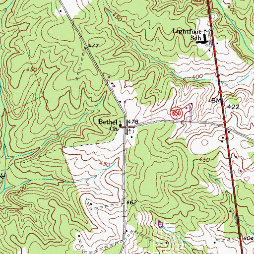 Topographic Map of Bethel Church, VA