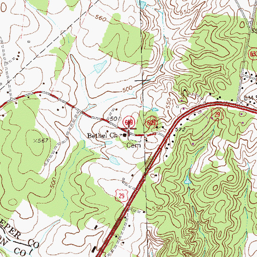 Topographic Map of Bethel Church, VA