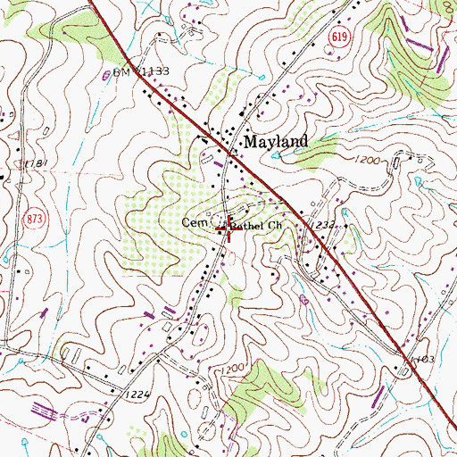 Topographic Map of Bethel Church, VA