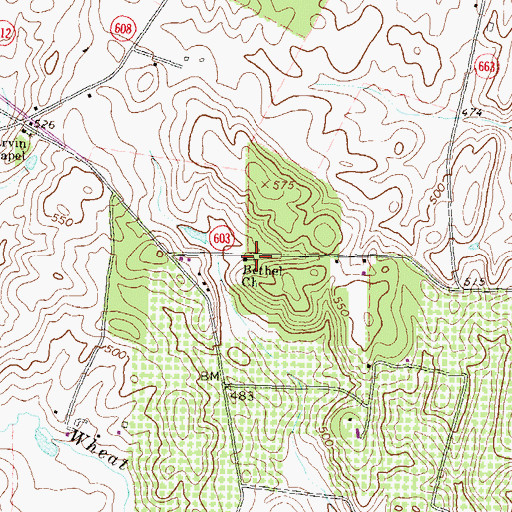 Topographic Map of Bethel Church, VA