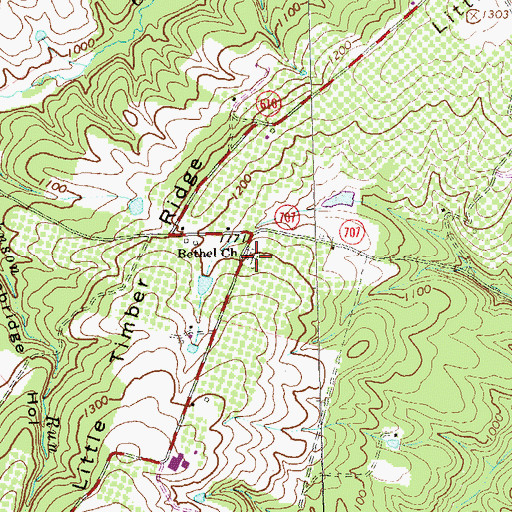 Topographic Map of Bethel Church, VA