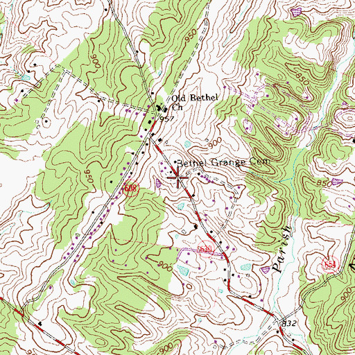 Topographic Map of Bethel Grange Cemetery, VA