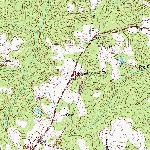 Topographic Map of Bethel Grove Church, VA
