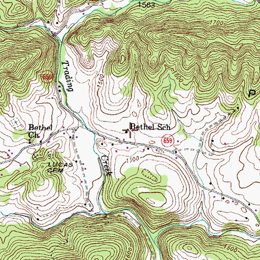 Topographic Map of Bethel School, VA