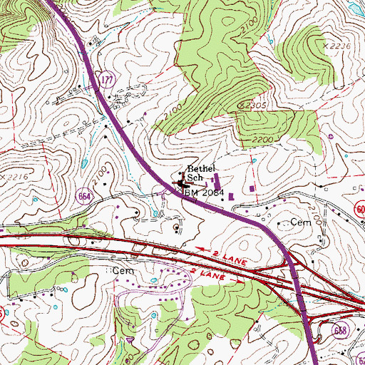 Topographic Map of Bethel Elementary School, VA