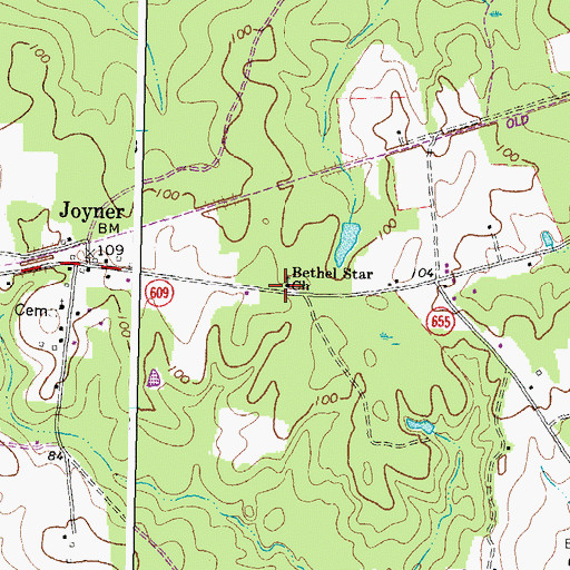 Topographic Map of Bethel Star Church, VA