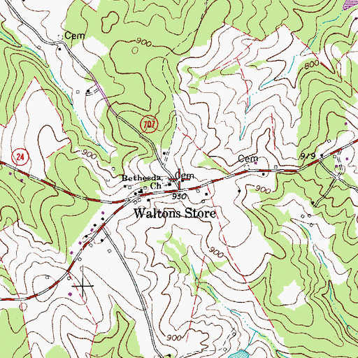 Topographic Map of Bethesda Church, VA