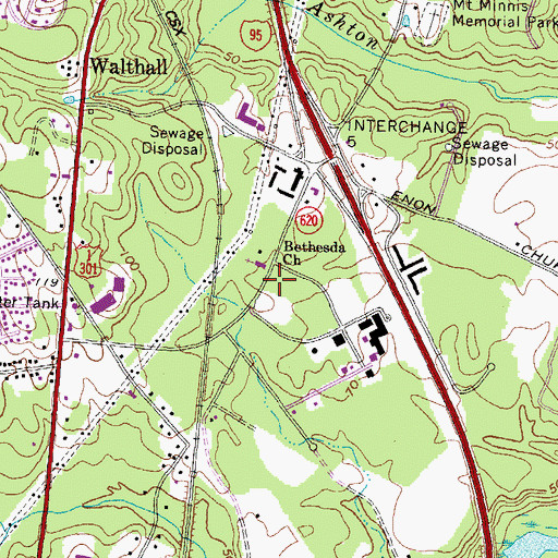 Topographic Map of Bethesda Church, VA