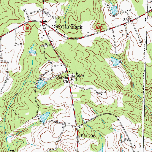 Topographic Map of Bethia Church, VA