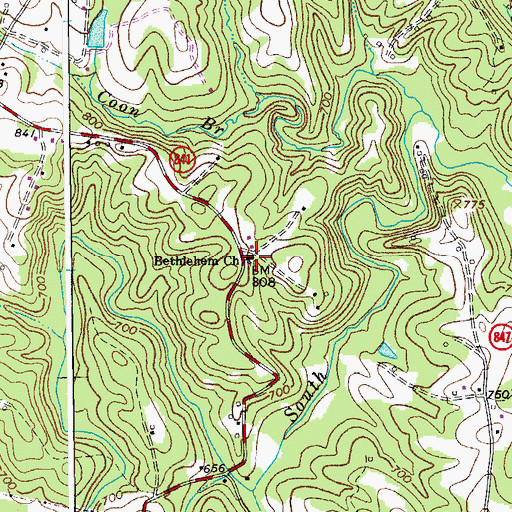 Topographic Map of Bethlehem Church, VA