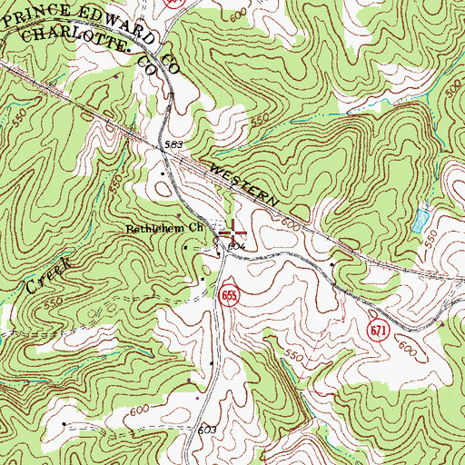 Topographic Map of Bethlehem Church, VA