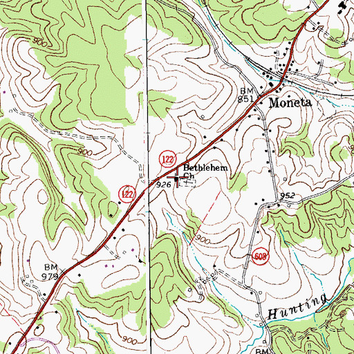 Topographic Map of Bethlehem Church, VA