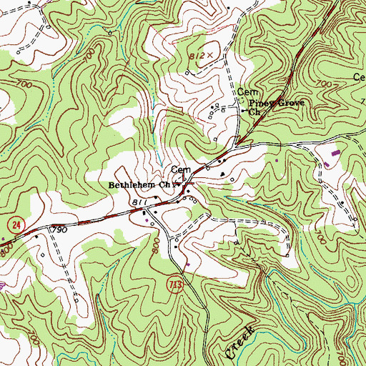 Topographic Map of Bethlehem Baptist Church, VA