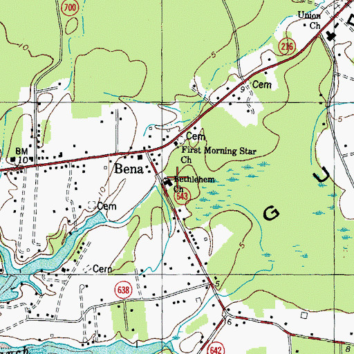 Topographic Map of Bethlehem Church, VA