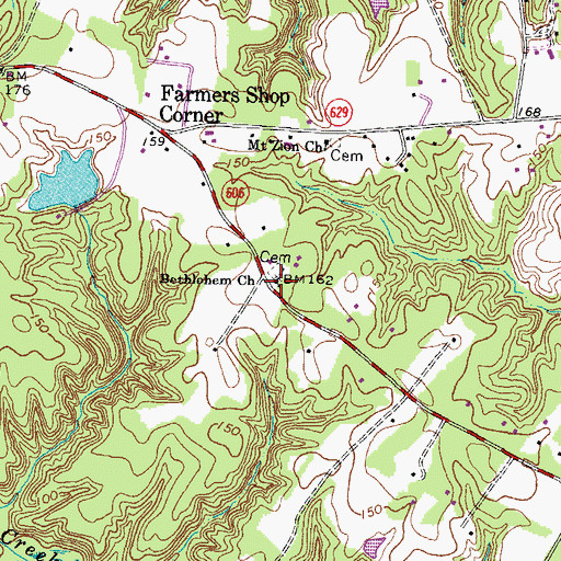 Topographic Map of Bethlehem Presbyterian Church, VA