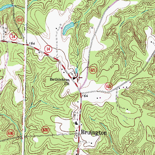 Topographic Map of Bethlehem Church, VA