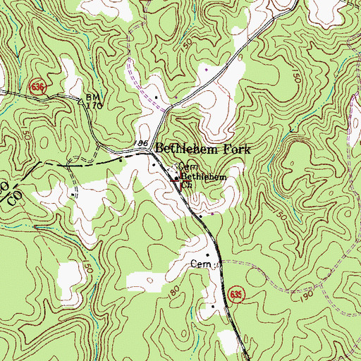 Topographic Map of Bethlehem Church, VA