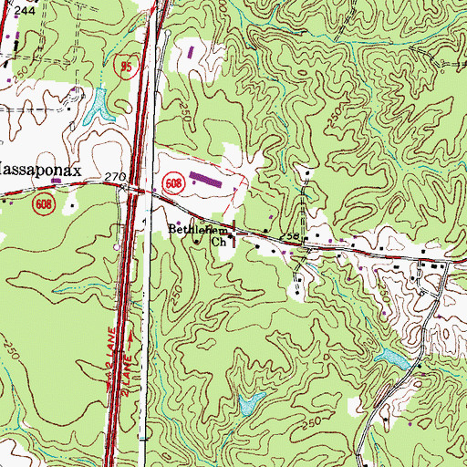 Topographic Map of Bethlehem Church, VA