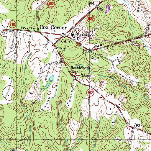 Topographic Map of Bethlehem Church, VA