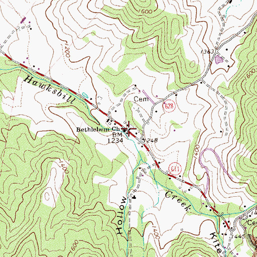 Topographic Map of Bethlehem Church, VA