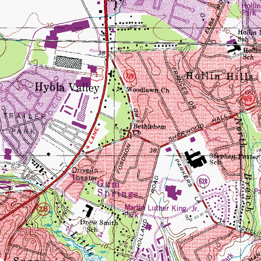 Topographic Map of Bethlehem Church, VA