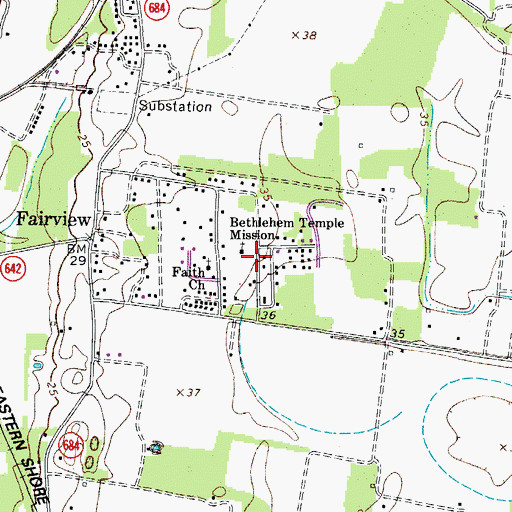 Topographic Map of Bethlehem Temple Mission, VA