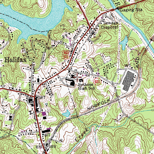 Topographic Map of Bethune High School, VA