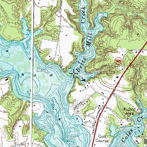 Topographic Map of Betts Mill Creek, VA