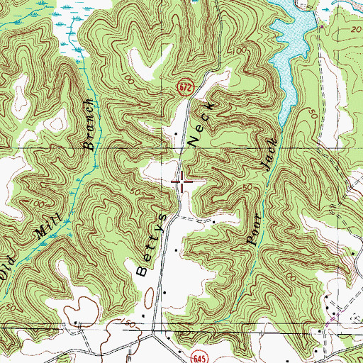 Topographic Map of Bettys Neck, VA