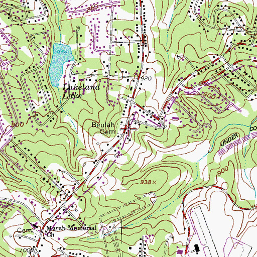 Topographic Map of Beulah Cemetery, VA