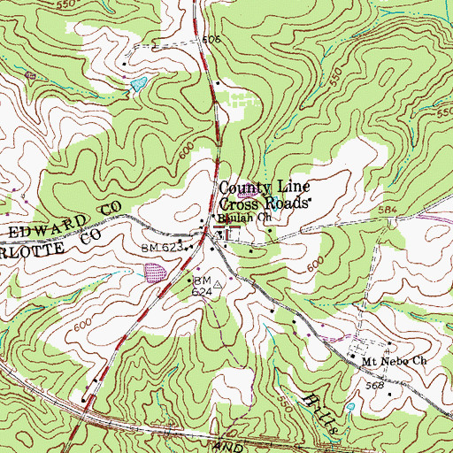 Topographic Map of Beulah Church, VA