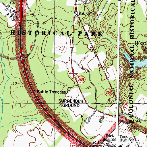 Topographic Map of Beulah Church, VA