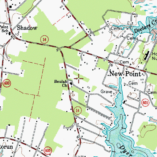 Topographic Map of Beulah Church, VA