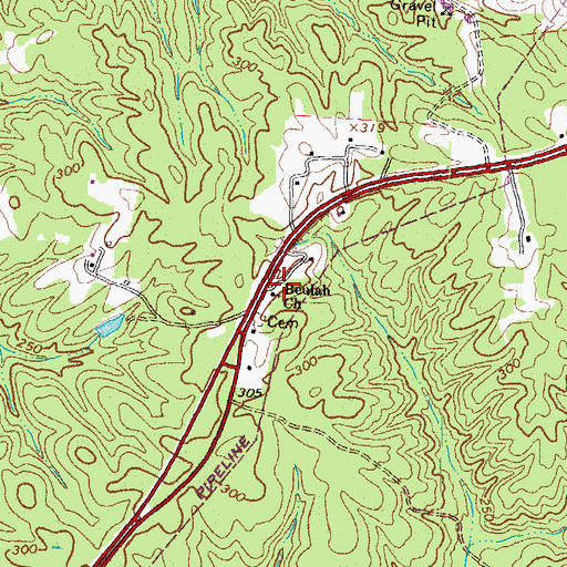 Topographic Map of Beulah Church, VA