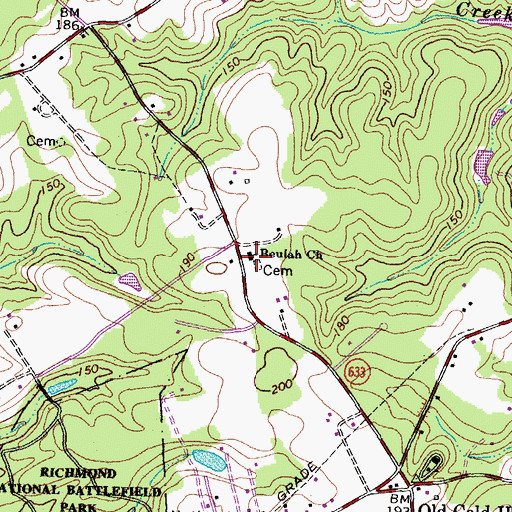 Topographic Map of Beulah Presbyterian Church, VA