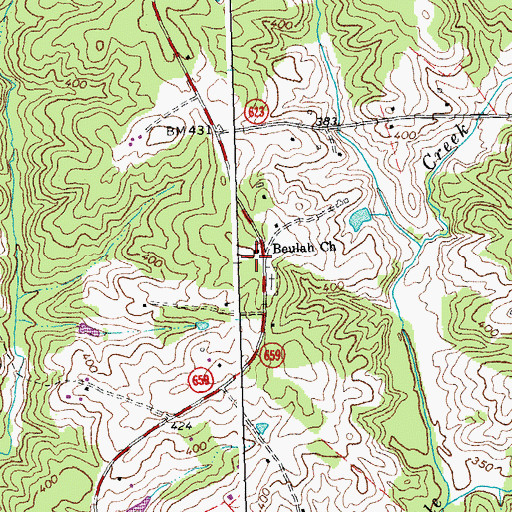 Topographic Map of Beulah Church, VA