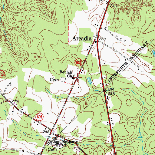 Topographic Map of Beulah Church, VA