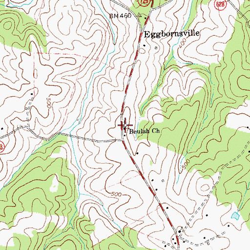 Topographic Map of Beulah Church, VA
