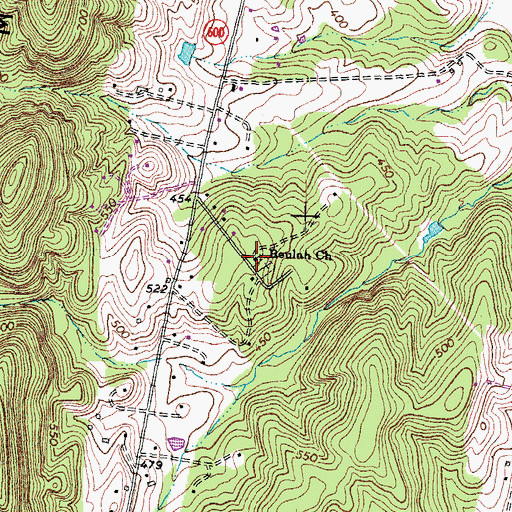 Topographic Map of Beulah Church, VA