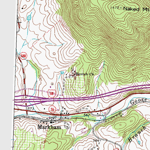 Topographic Map of Beulah Church, VA
