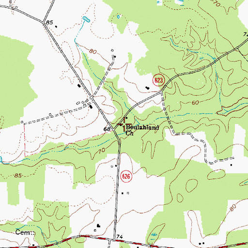 Topographic Map of Beulahland Church, VA