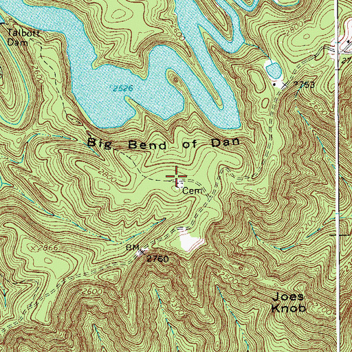 Topographic Map of Big Bend of Dan, VA