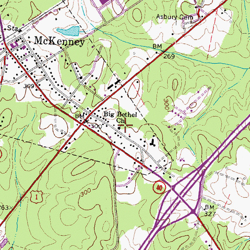 Topographic Map of Big Bethel Church, VA
