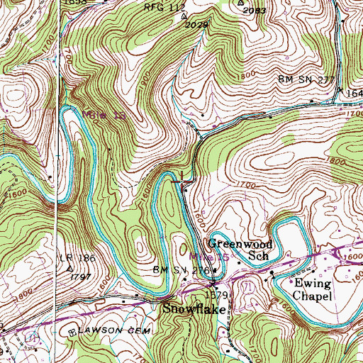 Topographic Map of Big Branch, VA