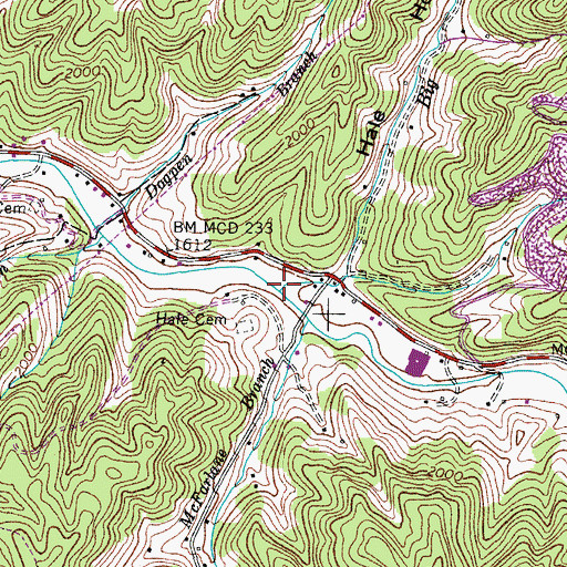 Topographic Map of Big Branch, VA