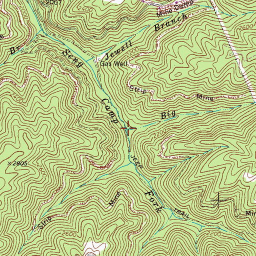 Topographic Map of Big Branch, VA