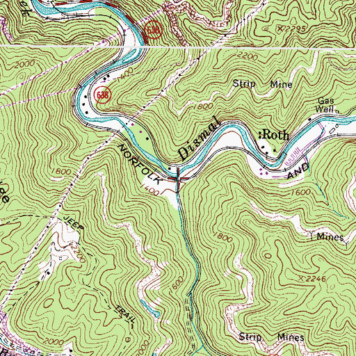 Topographic Map of Big Branch, VA