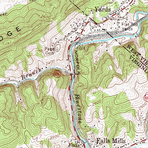 Topographic Map of Big Branch, VA