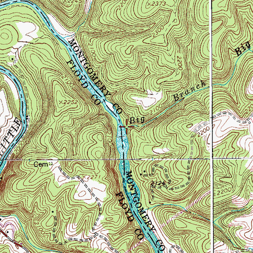 Topographic Map of Big Branch, VA