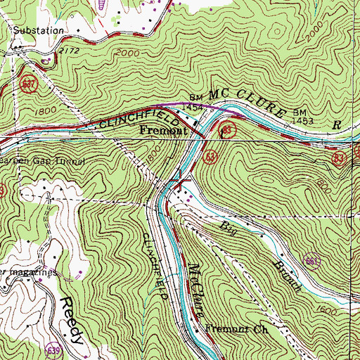 Topographic Map of Big Branch, VA